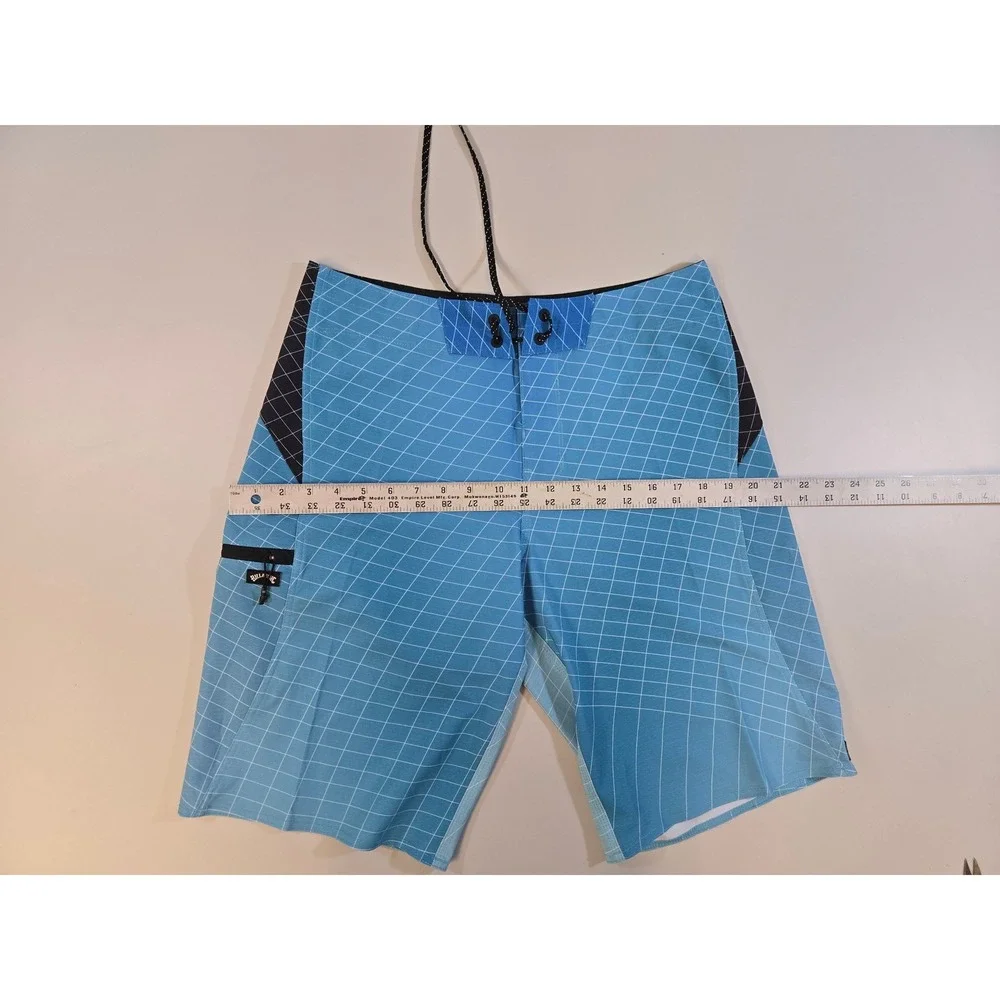 Billabong Upcycler Fluid Pro‎ Board Shorts Mens 30 Blue Black Grid Swim Trunks